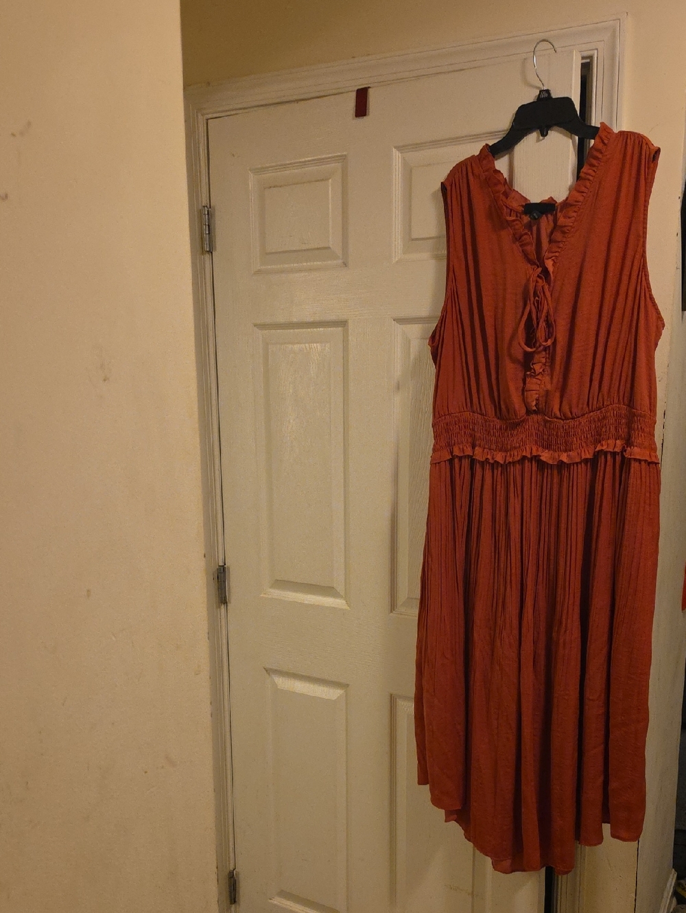 Lane Bryant Rust Tie-Front Ruffle Midi Dress